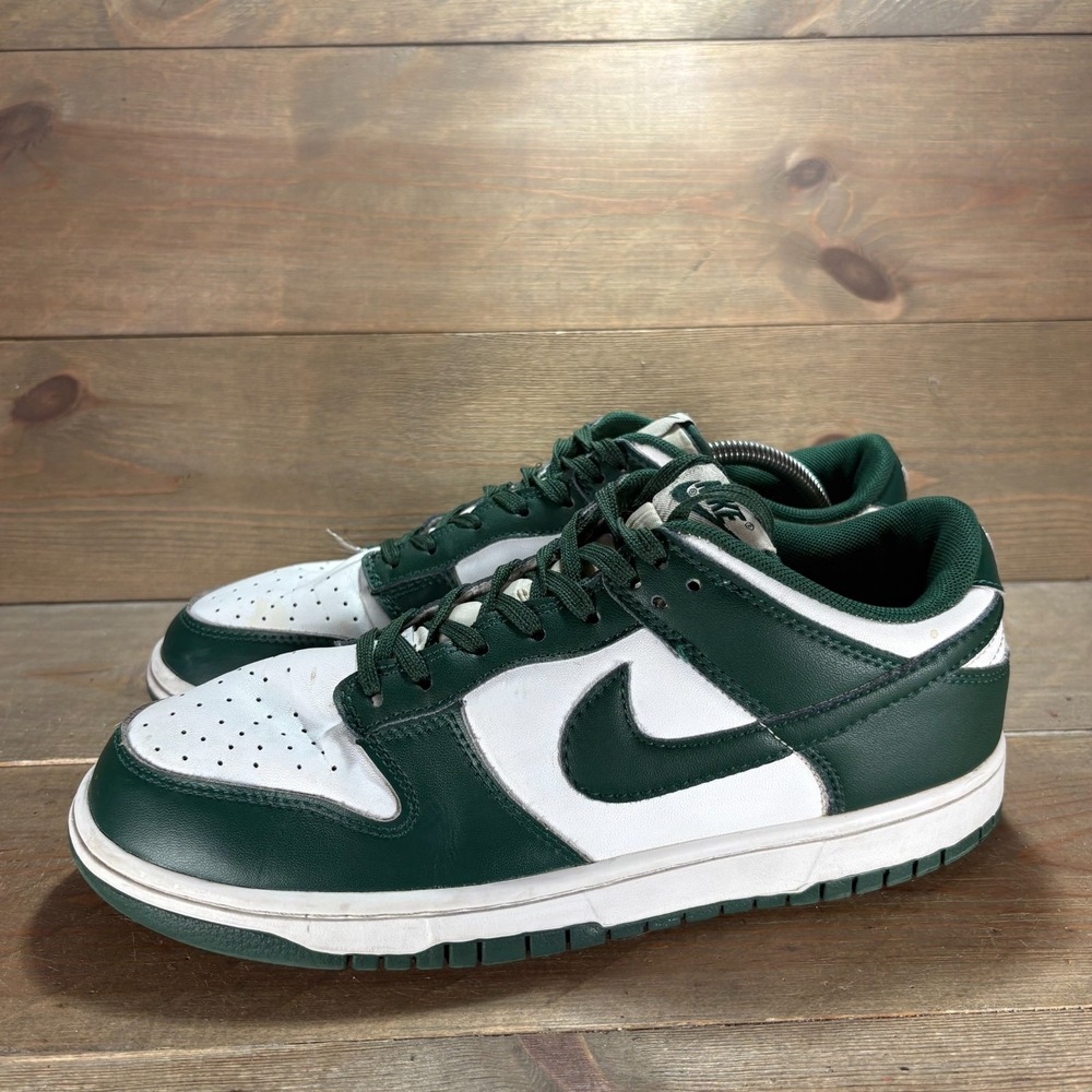 Nike Dunk Low Mens size 9.5 shoes White Leather Spartan Green Retro sneakers